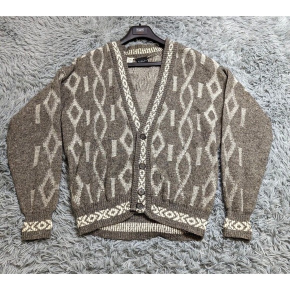 Vintage Kerrington Italia Cardigan Sweater Womens Size Large Brown Made In Italy - Picture 1 of 9